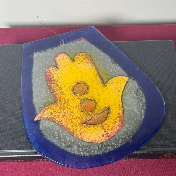 Handmade Other - Handmade One of a Kind Fused Glass Hamsa Hand Window Ornament Sun Catcher